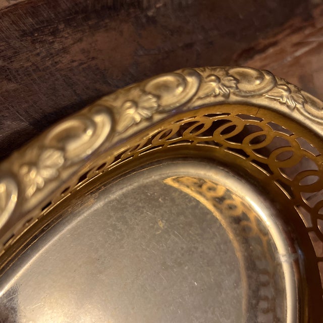 Gold 1980s Turkish Hand Hammered Brass Serving Tray For Sale - Image 8 of 12