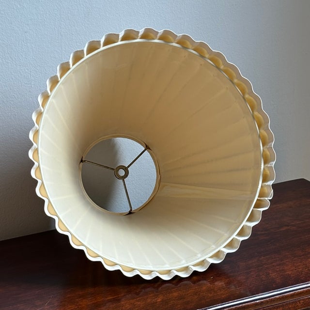 Ivory Small Mid-20th Century Scalloped Lamp Shade For Sale - Image 8 of 12