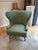 Contemporary Custom Stewart Furniture Wingback in Thibaut Fabric For Sale - Image 3 of 14