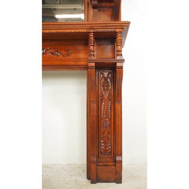 1890s Neoclassical Oversized Carved Cherry Wood Fireplace Mantel For Sale - Image 16 of 16