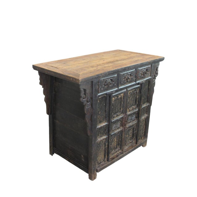 Chinese Black 3 Drawer Solid Wood Coffer For Sale - Image 3 of 13