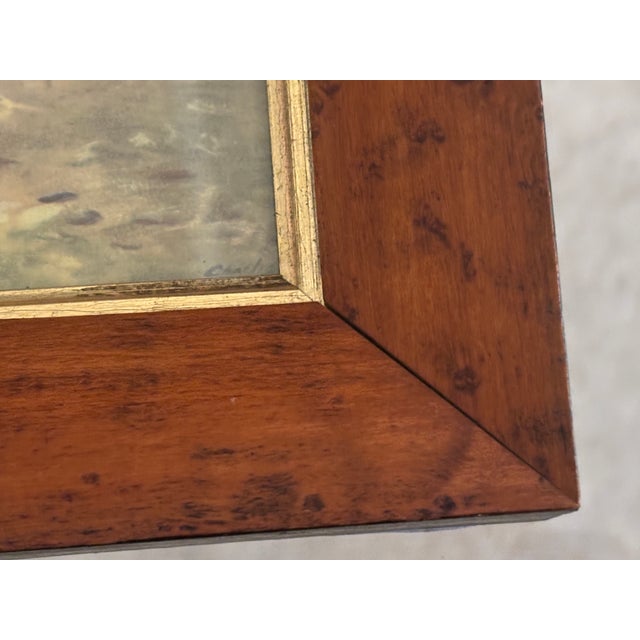 English Fox Hunt Sporting Pictures in Antique Bird's Eye Maple Wood Frames - A Pair For Sale - Image 17 of 18