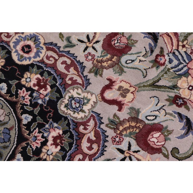 Shabby Chic Shabby Chic 1990's Medallion Anarkali Pak-Persian Gray/Black Wool Round Rug- 6'1'' X 6'1'' For Sale - Image 3 of 9