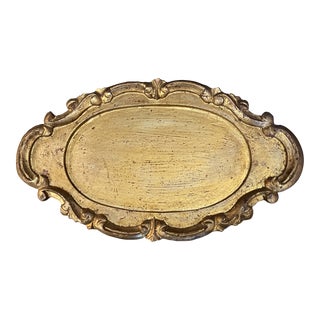 1970s Gold Painted Wooden Tray For Sale