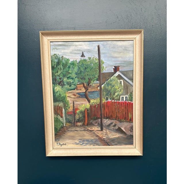 P. Agne, Village, 1950s, Oil on Canvas, Framed For Sale - Image 13 of 13