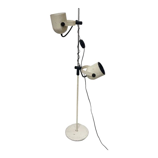 Italian Modern White Enameled Double Spot Floor Lamp, 1970 For Sale