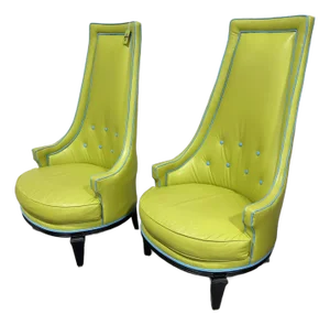 Custom Chartreuse Lime Green Tall Back Leather Chairs