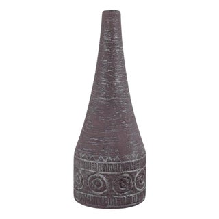 Ceramic Vase Unglazed with Geometric Pattern and Blue Tones Glaze by Carl-Harry Stålhane, 1960s For Sale