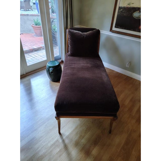 Klismos Chaise in Brown Mohair For Sale - Image 11 of 16
