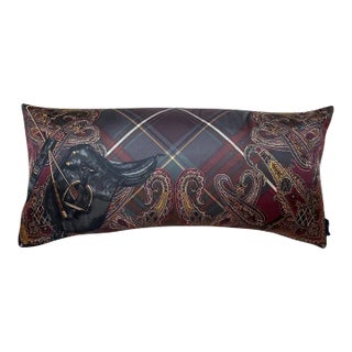 Ralph Lauren Equestrian Paisley & Tartan Vintage Silk Scarf Pillow For Sale