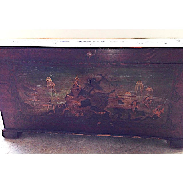 Antique Dome Top Hand Painted Trunk For Sale In West Palm - Image 6 of 10