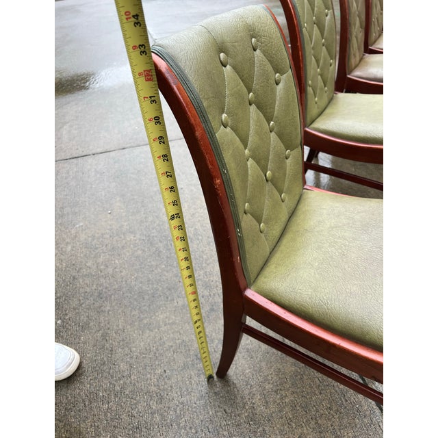 1970s Tufted Green Chairs With a Kings Chair Included - Set of 5 For Sale In Atlanta - Image 6 of 7