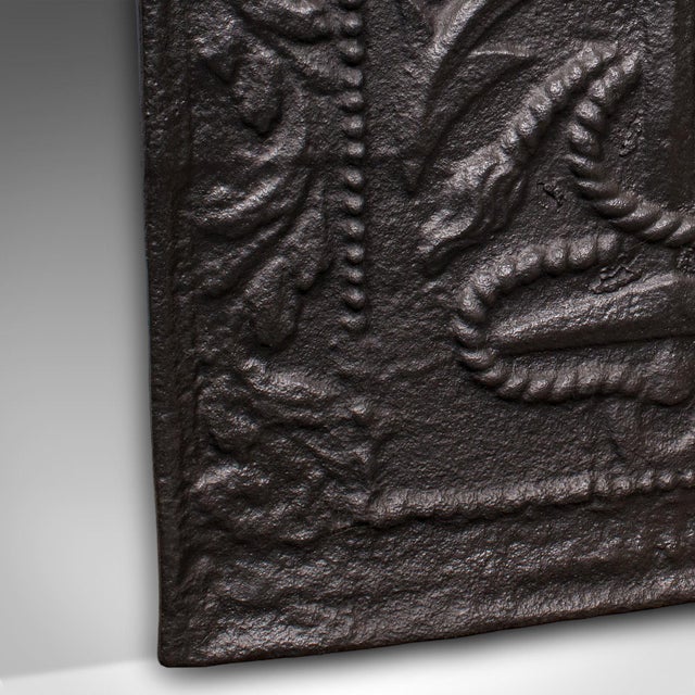 Black Antique Fire Back, English Carolean Revival Fireplace Reflector, Early Victorian For Sale - Image 8 of 8