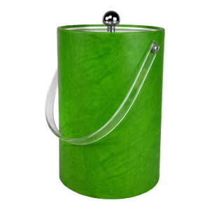 Mid-Century Avocado Green Ice Bucket With Lucite Handle