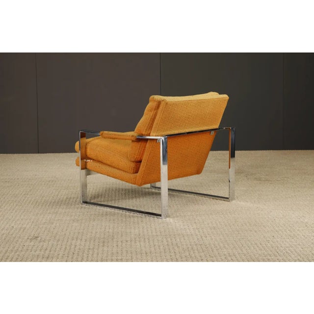 Chrome Flatbar Lounge Armchair by Milo Baughman for Thayer Coggin, 1970s, Signed For Sale - Image 11 of 17