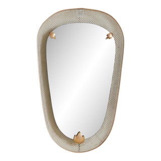 French Perforated Metal Backlit Wall Mirror Attributed to Mathieu Matégot, 1950s For Sale