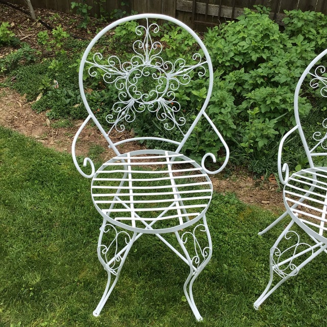 1940s Ornate Iron Garden Arm Chairs - Set of 4 For Sale - Image 5 of 12