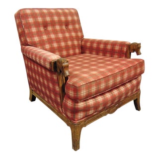 Romweber Oak Carved Club Chair For Sale