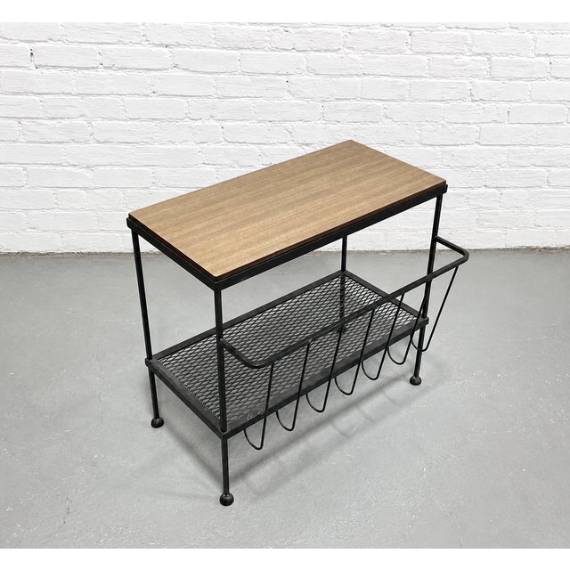 Mid-Century Modern Mid Century Modern Industrial Black Metal Magazine Stand / Side Table, C. 1960's For Sale - Image 3 of 11