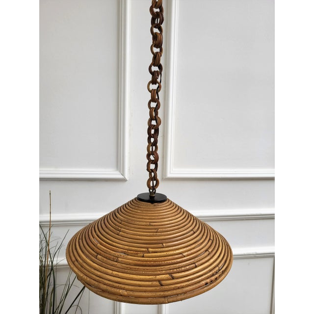 Italian Wicker Pendant in Rattan Bamboo, 1960s For Sale - Image 6 of 8