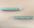 Postmodern Baby Blue Laminate Floating Sconce Shelves With Gold Accents - A Pair For Sale - Image 4 of 9