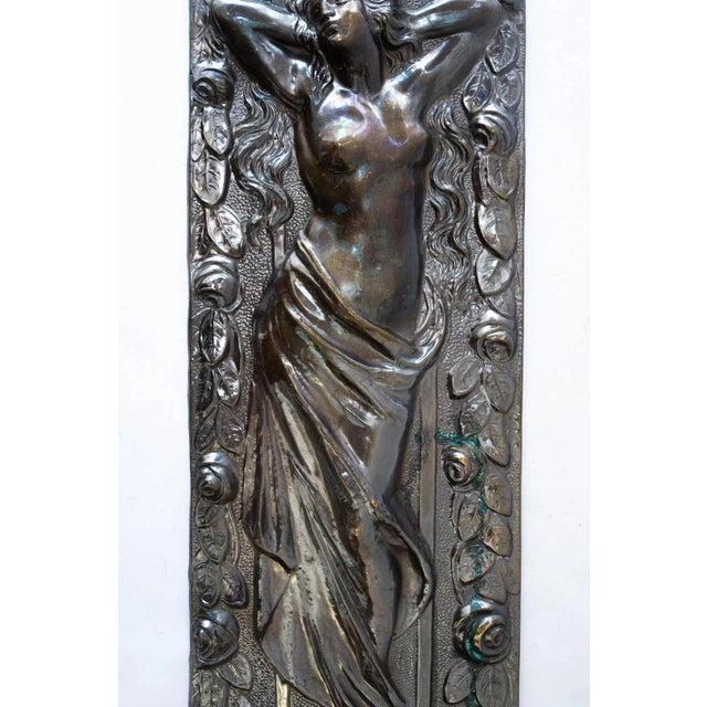 1900 - 1909 Jugendstil Brass Relief with Floral Motif, 1908 For Sale - Image 5 of 10