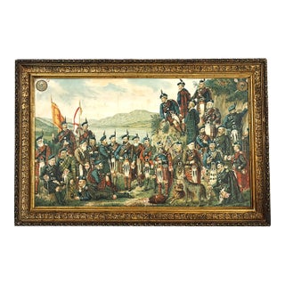 Antique Framed Scottish Print of Clan Chiefs and Tartans For Sale
