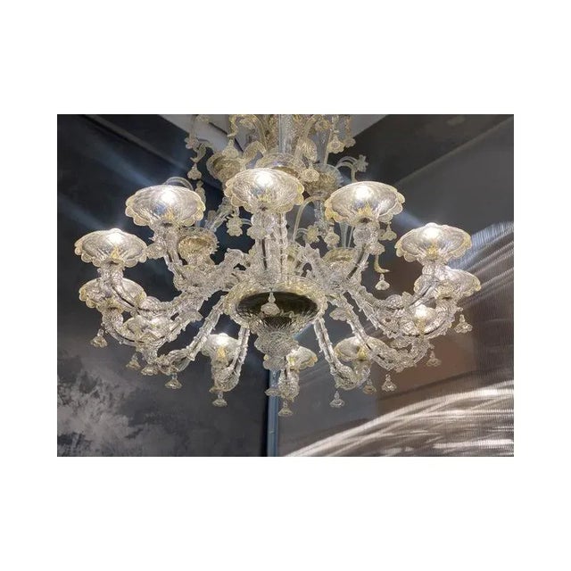 Early 21st Century Floral Venetian Ca Rezzonico Gold Chandelier in Murano Glass For Sale - Image 5 of 13
