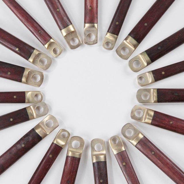 1960s Modern Brass and Wood Cutlery Set by Carl Cohr, 1960s, Set of 19 For Sale - Image 5 of 12