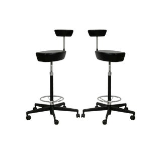 Leather and Steel Swivel Stools by George Nelson for Vitra, 2001, Set of 2 For Sale