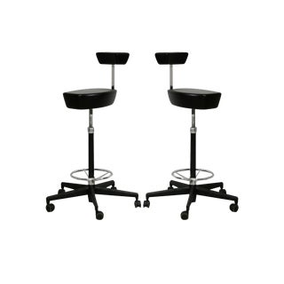 Set of Leather and Steel Swivel Stool by George Nelson for Vitra, 2001 For Sale
