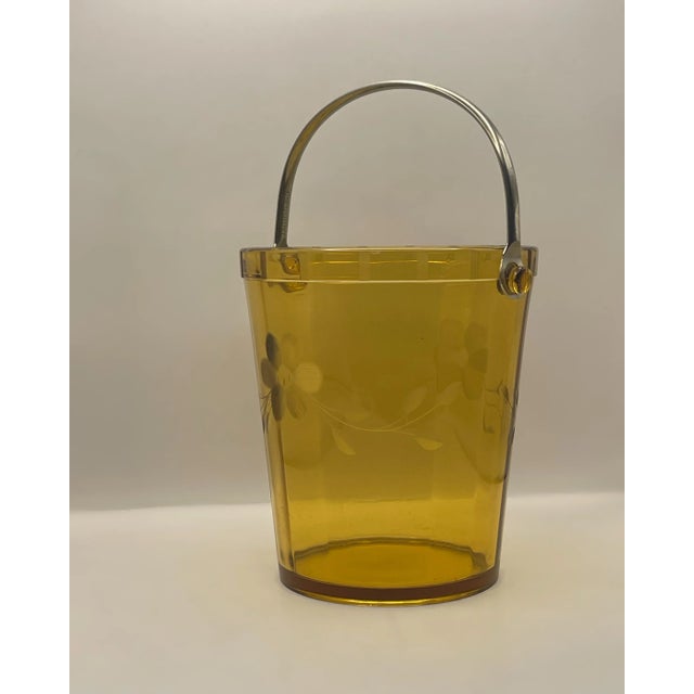 1930’s Amber Etched Glass Ice Bucket For Sale - Image 11 of 12