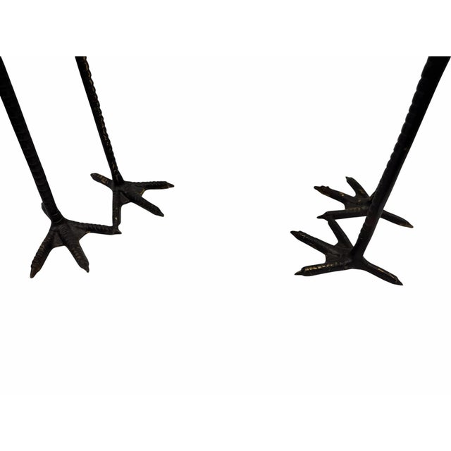 Mid 20th Century Pair of Vintage Hollywood Regency Dark Patinated Brass Crane Statues For Sale - Image 5 of 8