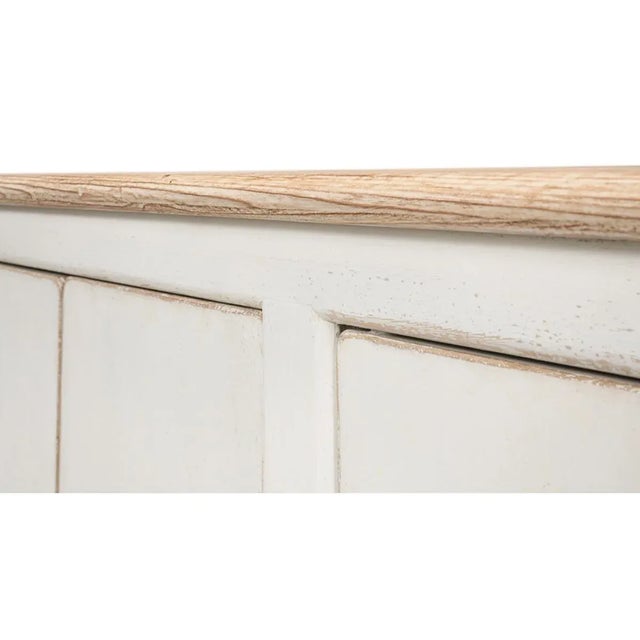 Wood Long Whitewash Country Buffet For Sale - Image 7 of 10