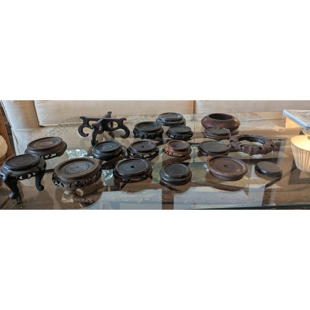 Chinese Antique Chinese Carved Hardwood Display Stands — Collection of 21... Risers For Sale - Image 3 of 6