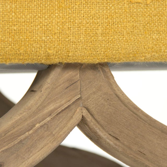 French Country Regents Bench in Yellow For Sale - Image 3 of 4