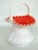 Kanawha Grape Vine Style White and Red Milk Glass Brides Basket Vase For Sale - Image 11 of 11