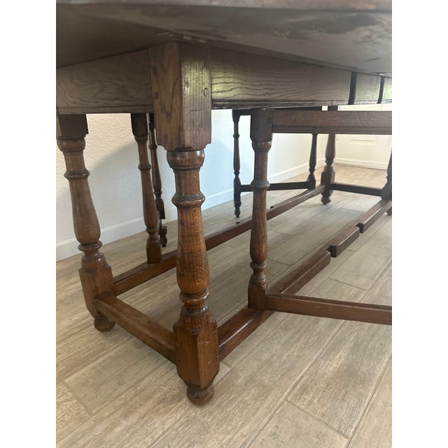 Vintage Oak Gate Leg Table For Sale - Image 9 of 14