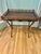 1970s Vintage Faux Bamboo Palm Beach Folding Tray Table With Gallery Rail and Glass Top For Sale - Image 5 of 13