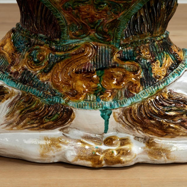 Vintage Italian Glazed Terra Cotta Stool or Stand For Sale - Image 9 of 18