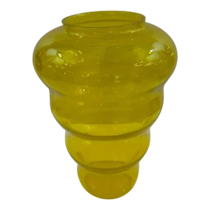 Italian Yellow - Gold Blown Glass Tapered Sculptural Vase