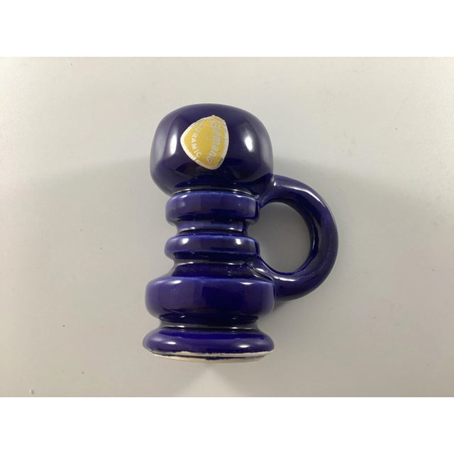 Vintage Everard & Gallo 1970’s Blue Cobalt 3” Ceramic German Candle Holder Original Tag Says GIRMANA KERAMIC