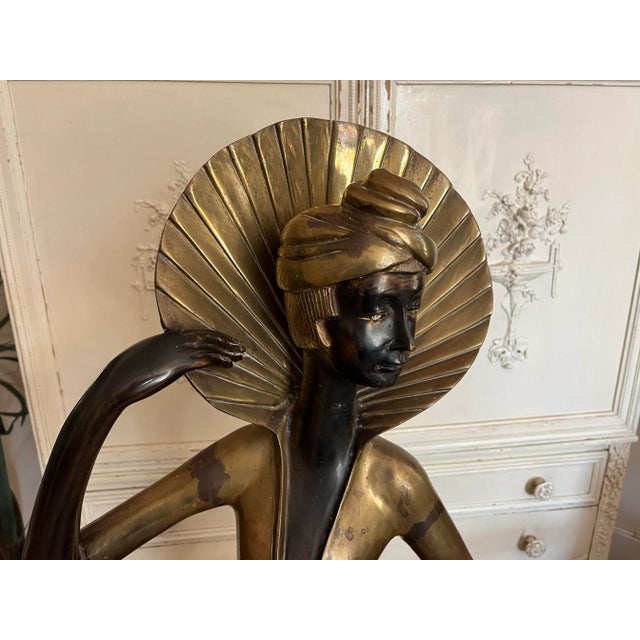 Metal Early 20th Century French Bronze Model Statue, Art Deco Woman Signed/ Marked Rivoire For Sale - Image 7 of 8