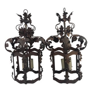 19th C. French Metal Lanterns - a Pair For Sale