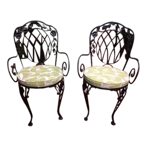 Vintage Garden Chairs, Black Metal Garden Chairs