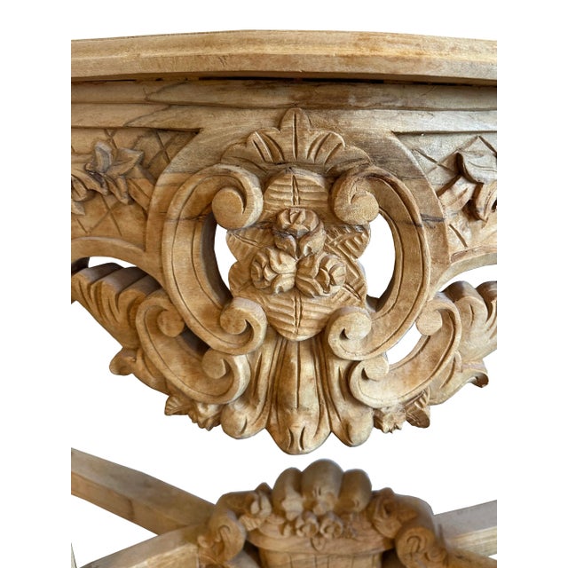 Early 20th Century Bleached Oak French-Provincial Console Table For Sale - Image 5 of 13