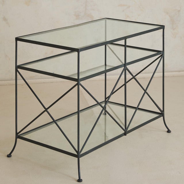 Black Vintage French Iron + Glass Console For Sale - Image 8 of 11