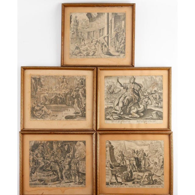 Antique Scenes, 19th Century, Engravings, Framed, Set of 5 For Sale - Image 10 of 14