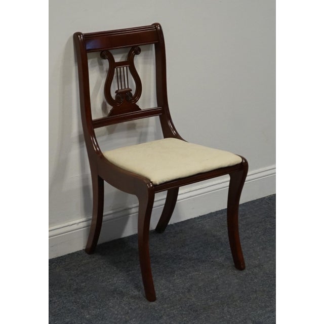 Traditional Vintage Antique Solid Mahogany Traditional Duncan Phyfe Style Lyre / Harp Back Dining Side Chair For Sale - Image 3 of 8