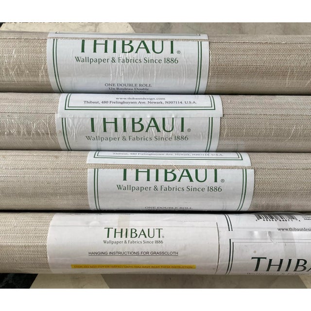 4 Rolls of Thibaut T3669 Off White Windward Sisal Resource 6 Wallpaper For Sale - Image 9 of 13